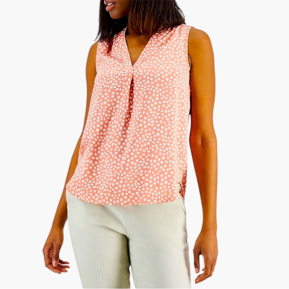 Alfani Pink Polka Dot Sleeveless Blouse Size S Preowned excellent condition